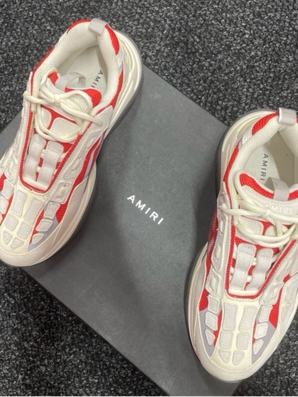 AMIRI Cream and Red Retro Runner Sneakers
